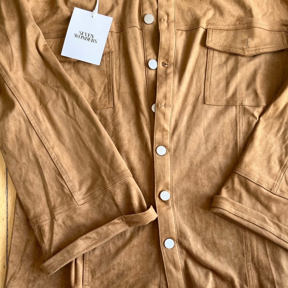 Seven Wonders Monah Suede Jacket & Mini Skirt Set – Ochre Brown, Size Medium NWT - Picture 4 of 12